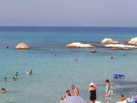 The rocks in Kavourotripes filled with visitors on the second leg of Chalkidiki