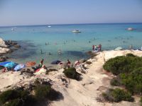 The rocks in Kavourotripes filled with visitors on the second leg of Chalkidiki
