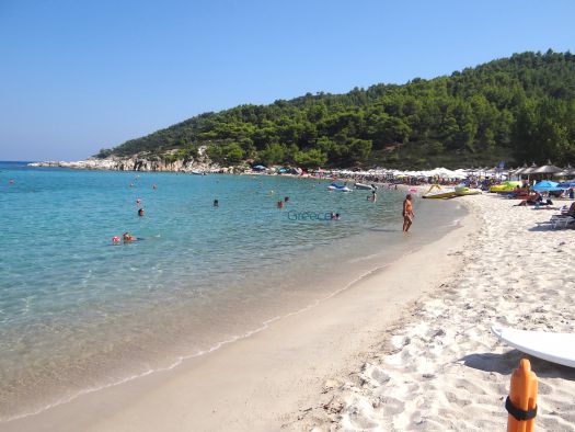 Platanitsi beach is ideal for diving and also features a beach bar on its one side