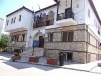 The building that houses the municipal services in the village Sykia, Chalkidiki