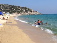 Exotic waters and soft sand at the beach Kriaritsi in Chalkidiki