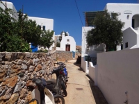 Alley in Chora and in the background a private chapel