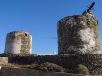 Old stone mills in Ano Meria, Folegandros
