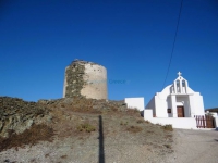 Old stone mills in Ano Meria, Folegandros