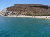 Turquoise waters on the beach of Agios Nikolaos in Folegandros