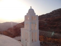 The bell tower of Panagia, the famous church which is located above Chora in Folegandros