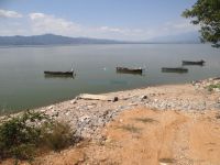 The traditional boats 'plaves' on the banks of Kerkini Lake