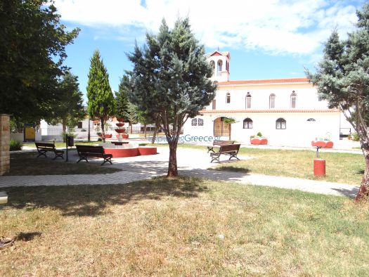 The central square in the village Thermopigi close to Sidirokastro