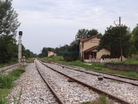 View of the railway station in Mandraki, Serres