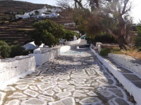 Cobbled path in the village Kastro in Sikinos