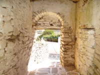 Narrow arcade in the old entrance (Loggia) in the village Kastro