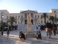 The Town Hall dominates Miaouli Square in Hermoupolis