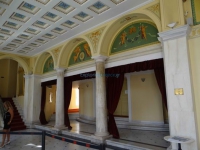 Elaborate ceilings and painted walls in the Apollo Theater of Syros