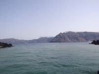 View from the ferry from Fira to the volcano